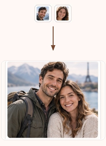 Couples: multiple separate photos combined into one final portrait