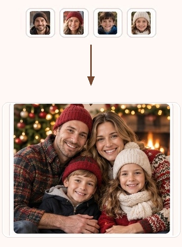 Holidays & Gifts: multiple separate photos combined into one final portrait