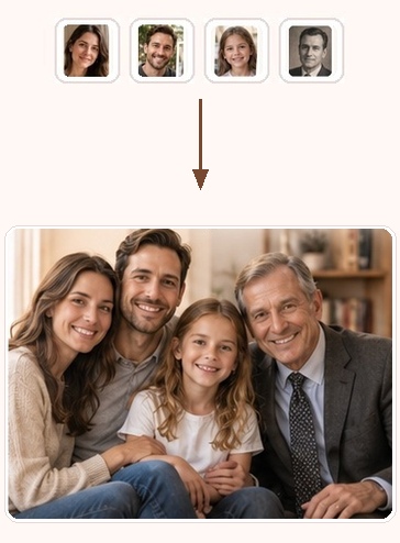 Memorial: multiple separate photos combined into one final portrait